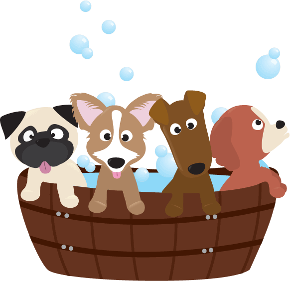 Puppies bathing